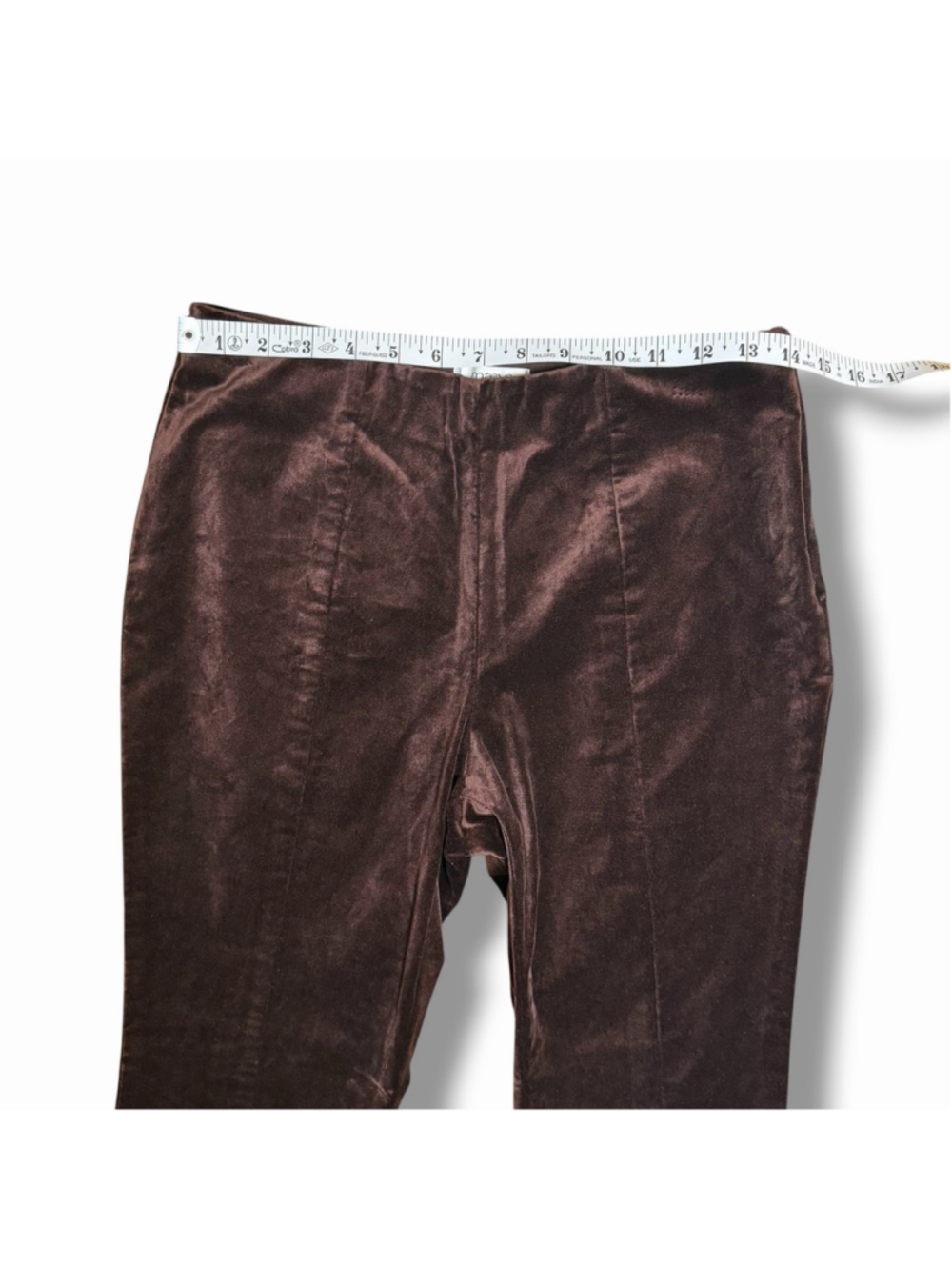 Anthropologie Maeve XSP High Rise Split Front Brown Velvet Skinny Pants NWOT - Picture 7 of 13